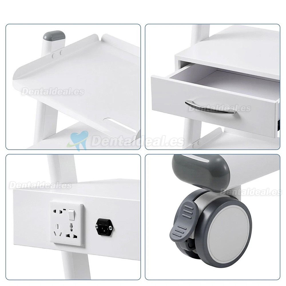 Dentech T3-4 Carro Dental M&oacute;vil de Tres Niveles con Armario de Almacenamiento